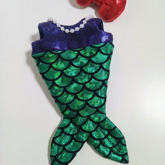 Ariel Little Mermaid Outfit and Metallic Bow Made to fit Labubu - Picture 6 of 9